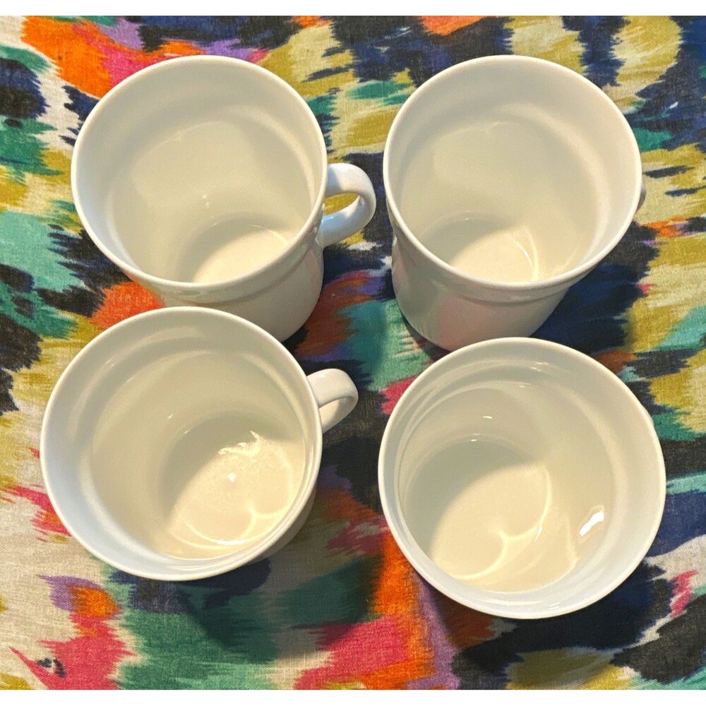 Richard Ginori White Porcelain Coffee Mugs Tea Cups Set of 4